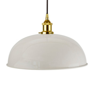 Pale Grey Worcester Painted Dome Pendant Light With Gold Lamp Holder And Black Round CableSe Home from B&Q