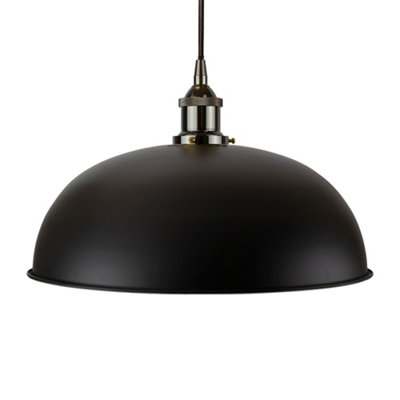 Matt Black Worcester Painted Dome Pendant Light With Black Nickel Lamp Holder And Black Round CableSe Home from B&Q