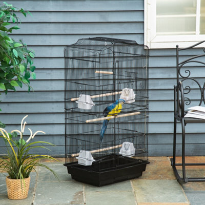 PawHut 92cm Large Bird Cage with Stand - Perches - Food Bowls - Swing - Black  | TJ Hughes - Image 9