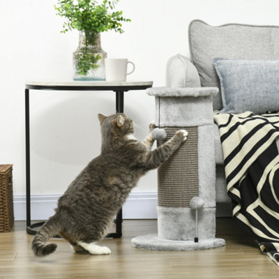 Pawhut Claw Scratcher Corner WallWith Plush Sisal Toy Balls58CmGrey from B&Q
