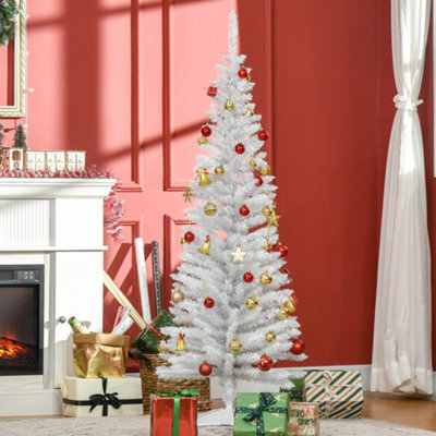 5FT Slim Pencil Artificial Christmas Tree White w/ Stand Tips - Image 9