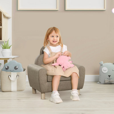 Homcom Kids Sofa Children Armchair Toddler Chair Ear Modeling Bedroom Brown from B&Q