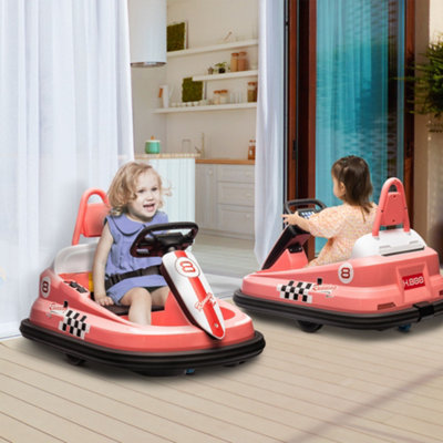 Homcom 6V Kids Bumper Car360 Rotation Waltz Car W 2 SpeedsPink from B&Q