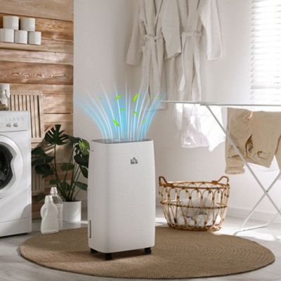 Homcom 12L/Day 2500Ml Dehumidifier For Home With 24H Timer And 2 Speed Modes