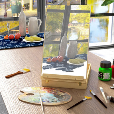 Vinsetto Wooden Table Easel Box Hold Canvas Up To 61Cm Adjustable Sketch Board - Image 9