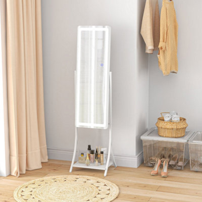 Homcom White Full Length Dressing Mirror With Led Lights, Adjustable Colour Temperature, Storage Shelf, Ideal For Outfit Checks | Aosom Uk - Image 12