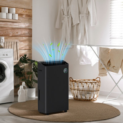 Homcom 16L/day Quiet Air Dehumidifier With PurifierUvcIoniserTimerBlack from B&Q