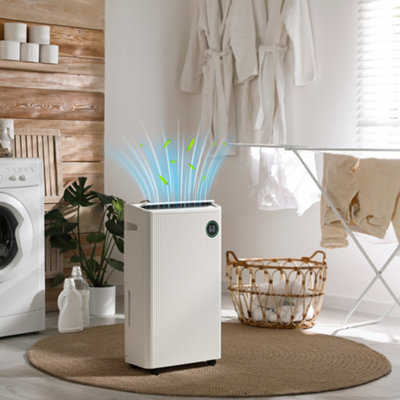 Homcom 16L/day Quiet Air Dehumidifier With PurifierUvcIoniserTimerWhite from B&Q