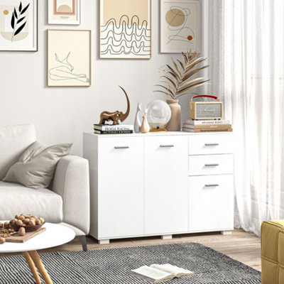 Rackhams White Modern Sideboard Kitchen Storage Cabinet With 2 Drawers, - Image 10