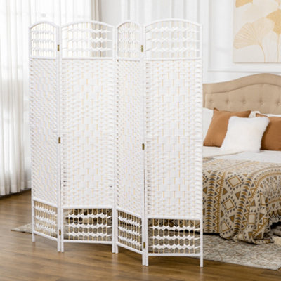 Homcom 4 Panel Folding Room DividerFreestanding Privacy ScreenWhite from B&Q