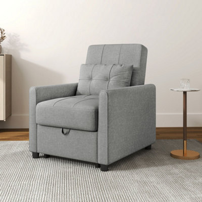 Bobobiy Light/Grey Linen-Look Single Chair Bed - Image 7