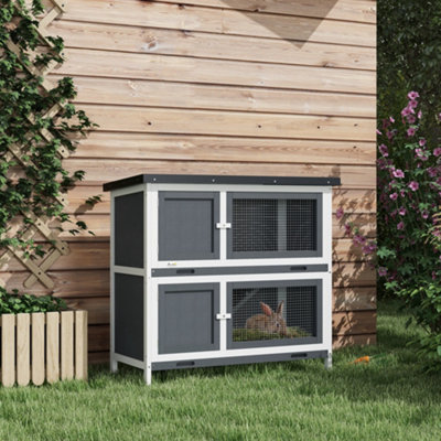 B&Q -  Rabbit HutchDouble Decker Cage W/ RoofDividerRampGrey