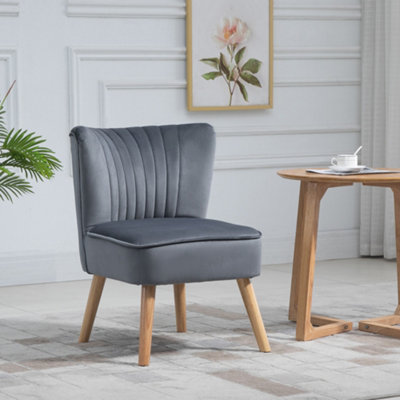 Homcom Velvet Accent Chair Occasional Tub Chair For Living RoomGrey from B&Q