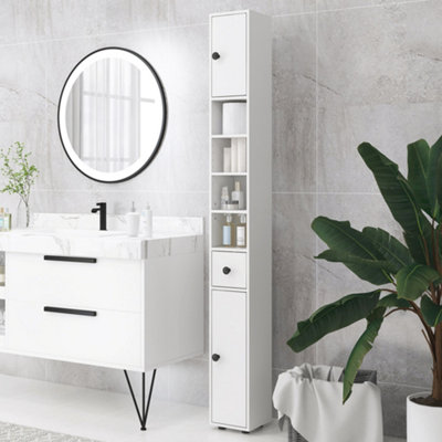 Kleankin Slim Bathroom CabinetToilet Roll Storage W/ Open ShelvesWhite from B&Q