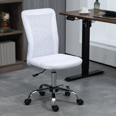 Vinsetto Armless Office Chair With Adjustable Height Mesh Back Wheels White from B&Q