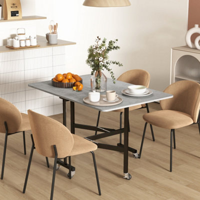 Homcom Drop Leaf Table With Wheels Folding Dining Table For Small SpacesGrey from B&Q