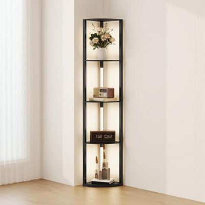Portland Black LED Corner Floor Lamp - 4 Shelf - Dimmable Warm White - Image 13