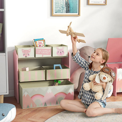 Zonekiz Kids Storage Unit With 6 BoxesChildrens Toy Storage OrganiserPink from B&Q