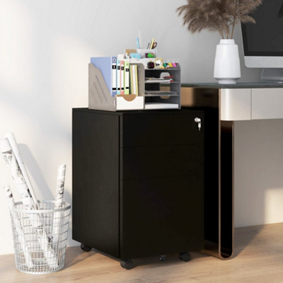 B&Q -  File Cabinet With Lock Hanging Bar For Letter A4 Legal Size Black