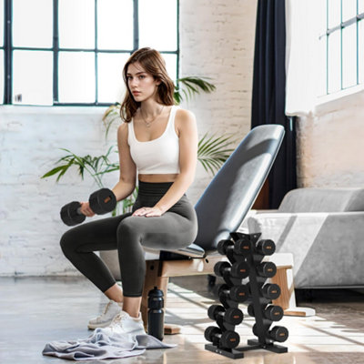 SPORTNOW Five-Tier Weight Tree, Steel Dumbbell Rack for Home Gym Exercise in Black | Size: 18 - Image 8