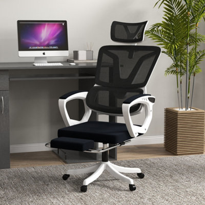 Vinsetto Mesh Office Chair For Home With Lumbar Support, Arm, Footrest, Headrest