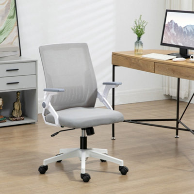 Vinsetto Mesh Office Chair With Lumbar SupportFlip-Up ArmWheelsGrey from B&Q
