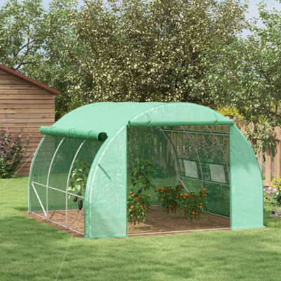 Outsunny 3 X 3 X 2 M Polytunnel Greenhouse Pollytunnel Tent Steel Frame Green from B&Q