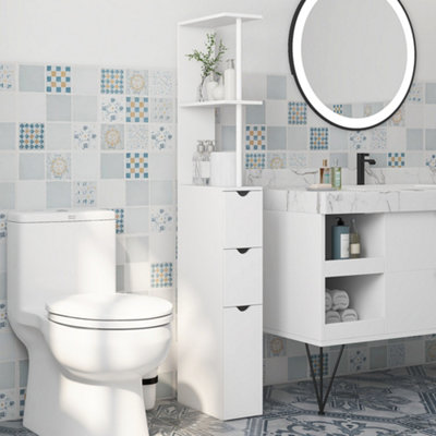 B&Q -  Tall Bathroom Storage Cabinet With Shelf And DrawersWhite
