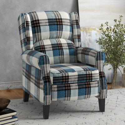 Homcom Blue Recliner Chair For Living Room Wingback Chair With Padded Armrest