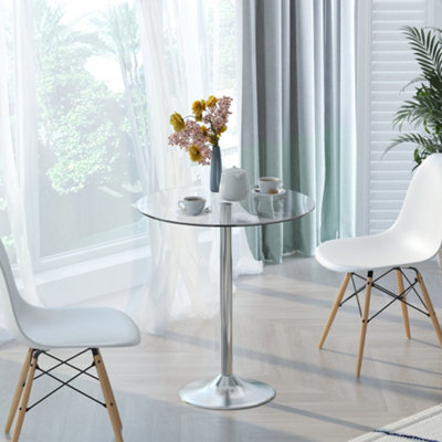 Homcom Round Dining Table Bistro Pub Counter W/ Tempered Glass Top For Kitchen from B&Q