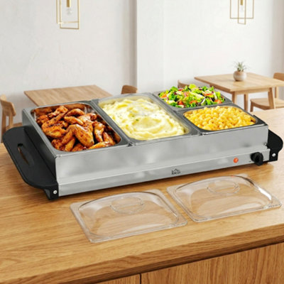 Homcom 4 Tray Electric Food Warmer Buffet Server With Adjustable Temp 300W from B&Q