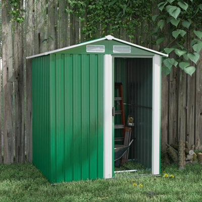 Outsunny 5Ft X 4.3Ft Outdoor Metal Storage Shed With Sliding Door Sloped Roof