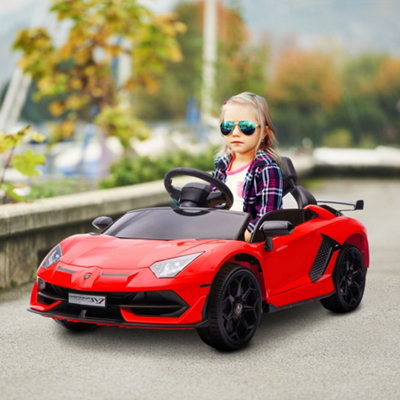 Homcom Lamborghini Aventador Licensed 12V Kids Electric Ride On CarRed from B&Q