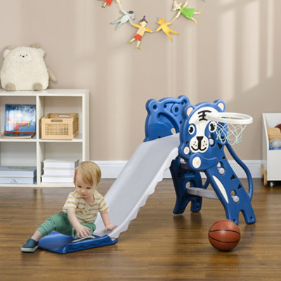 Bobobiy Blue 3 In 1 Baby Slide For Indoor Use With Climber, Basketball Hoop, Basketball, For Ages 18-36 Months - Image 6