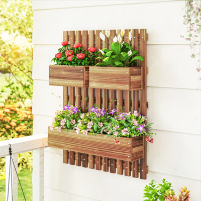 Outsunny Wooden Garden Planters With Trellis Wall-Mounted Raised Garden Bed from B&Q