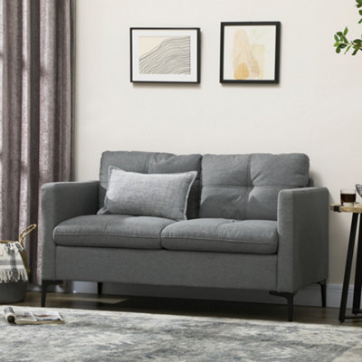 Homcom Modern Loveseat Sofa Upholstered Seater Settee For Living Room Bedroom Size 2