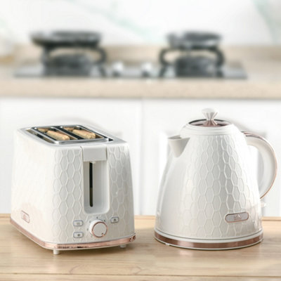 Homcom White Kettle And Toaster Set Kettle & 2 Slice Toaster Set 1.7L