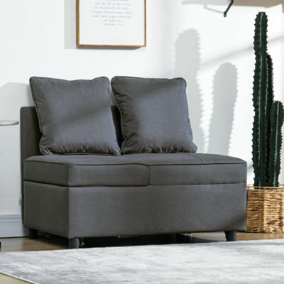 HOMCOM Folding Sleeper Sofa Chair Bed - Grey - 3-in-1 Design - Adjustable Back - Includes Pillows - Image 8