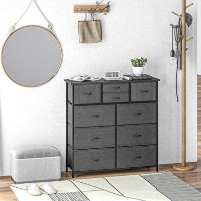 Homcom Bedroom Chest Of Drawers Fabric Dresser W/ Foldable Drawers Black from B&Q