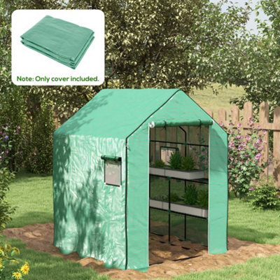 B&Q -  Walk-In Greenhouse Cover Replacement With Door And Mesh WindowsGreen