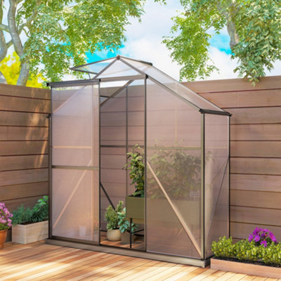 B&Q -  6 X 2.5Ft Polycarbonate Greenhouse Aluminium Green HouseDark Grey