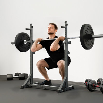 Sportnow Heavy Duty Squat Rack, Adjustable Weight Barbell Stand, For Home, Gym B&Q