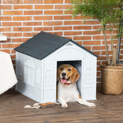 Pawhut Grey Weather-Resistant Dog House, Puppy Shelter For Medium Dogs In - Image 3