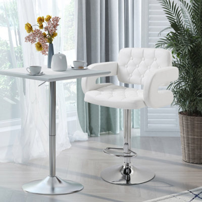 Homcom Adjustable Height Barstool Steel Pole Pu LeatherWhite from B&Q