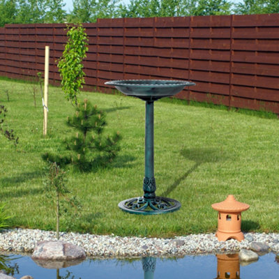 Outsunny Unisex Green Outdoor Pedestal Bird Bath Garden Decor Drinking Feeder Planter 50Cm - Image 6