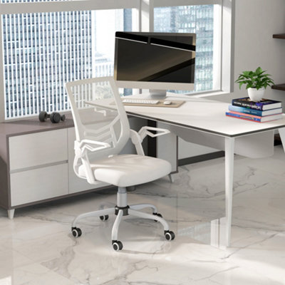 Vinsetto Mesh Swivel Office Chair Task Computer Chair W/ Lumbar SupportWhite from B&Q