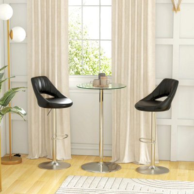 Homcom Round Bar Table For 2 PeopleHigh Pub Table With Tempered Glass Top from B&Q