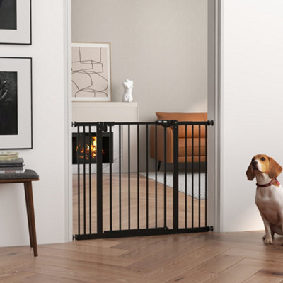 Pawhut Adjustable Safety Gate W/ 2 Extensions And Four Adjustable ScrewsBlack