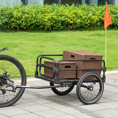 Homcom Bike Trailer Wagon Bicycle Cargo Trailer W/ Suspension, 2 Wheels, Black