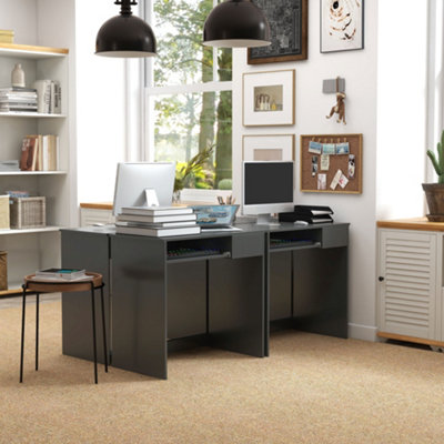 Homcom Compact Computer Table W/ Keyboard Tray Drawer Study Office Work, Grey